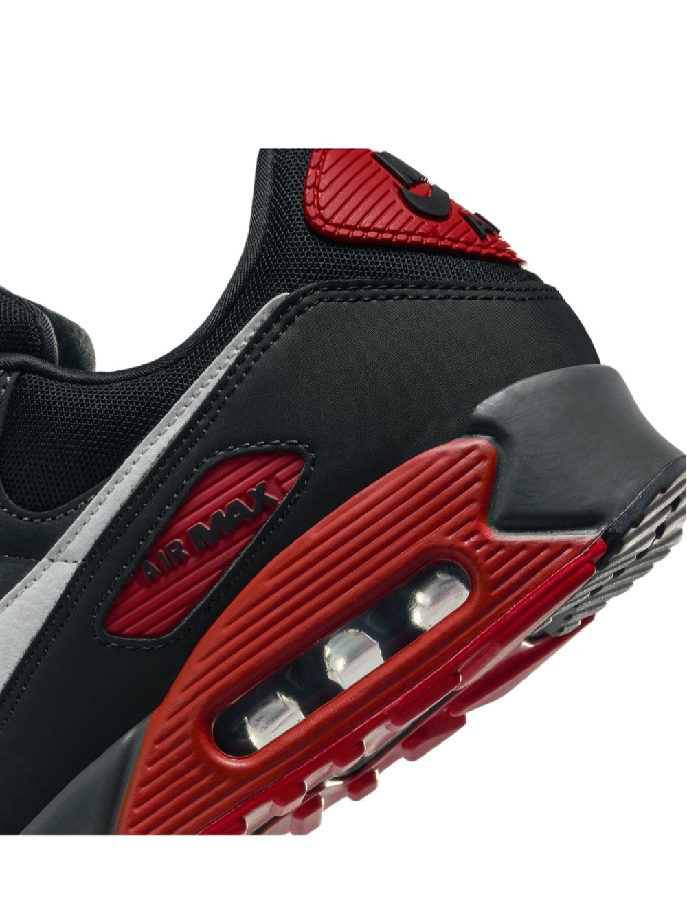 Nike Men’s Air Max 90 Black/Red with White Swoosh Men's Size 11 Womens Size 12.5 - Picture 8 of 10